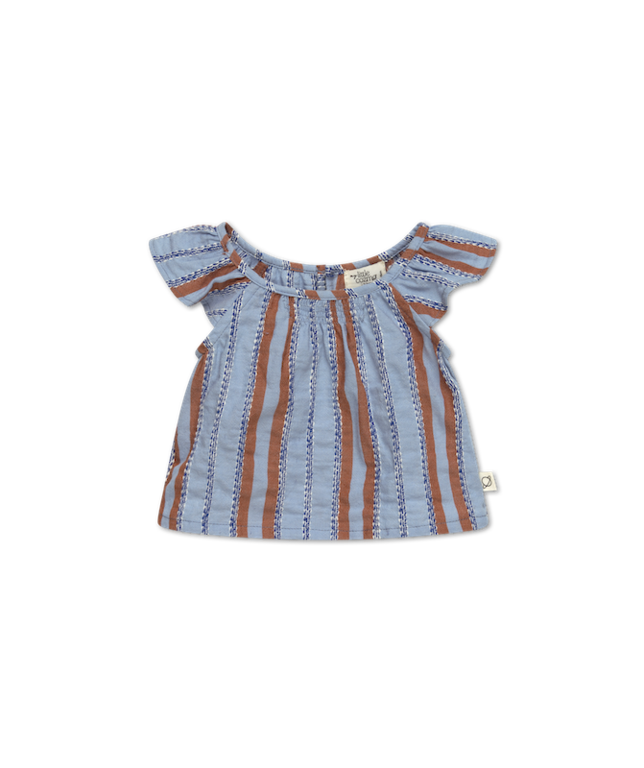 MY LITTLE COZMO SS3 - MY LITTLE COZMO CAROL STRIPED DENIM BLOUSE