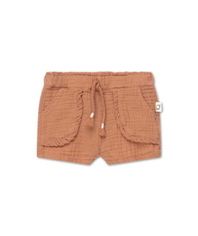 MY LITTLE COZMO SS3 - MY LITTLE COZMO STELLA GAUZE SHORTS - TERRACOTTA