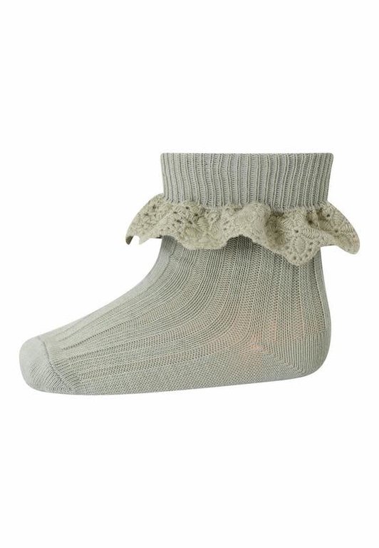 MP DENMARK MP DENMARK COTTON LISA SOCKS WITH LACE - DESERT SAGE