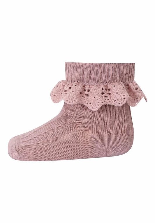 MP DENMARK MP DENMARK COTTON LISA SOCKS WITH LACE - WOOD ROSE