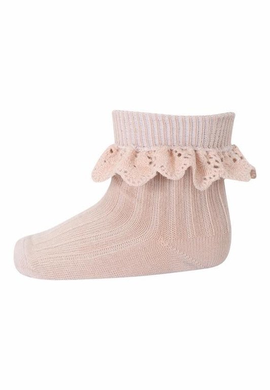 MP DENMARK MP DENMARK COTTON LISA SOCKS WITH LACE - ROSE DUST