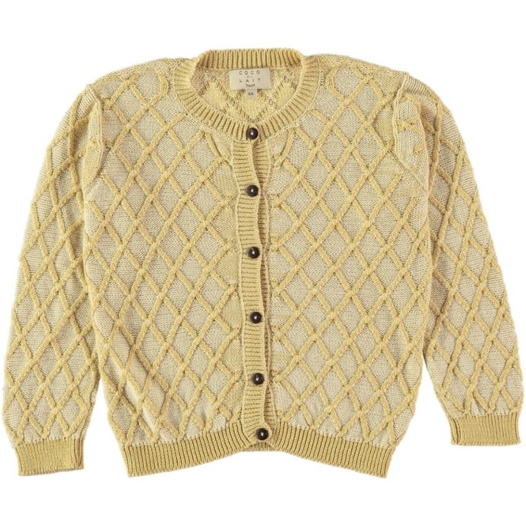 COCO AU LAIT SS3 - COCO AU LAIT BABY DIAMOND KNIT CARDIGAN - YELLOW