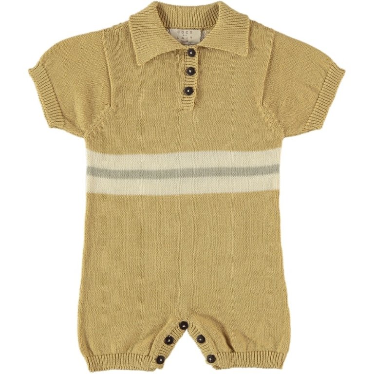 COCO AU LAIT SS3 - COCO AU LAIT POLO KNIT ROMPER - YELLOW