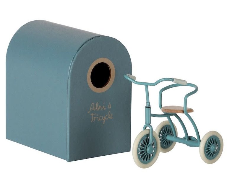 MAILEG MAILEG ABRI A TRICYCLE MOUSE - PETROL BLUE
