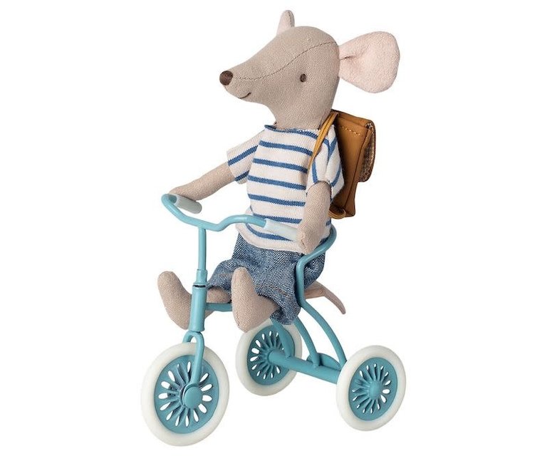 MAILEG MAILEG ABRI A TRICYCLE MOUSE - PETROL BLUE