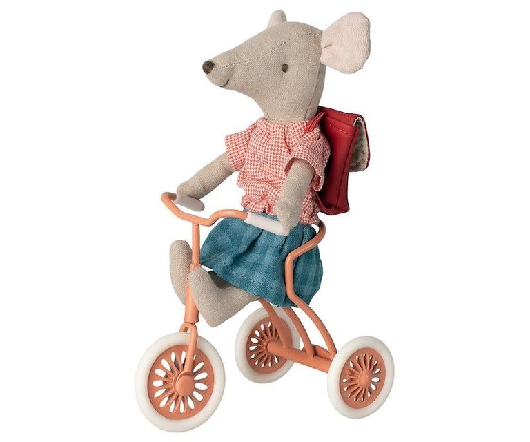 MAILEG MAILEG ABRI A TRICYCLE MOUSE - CORAL