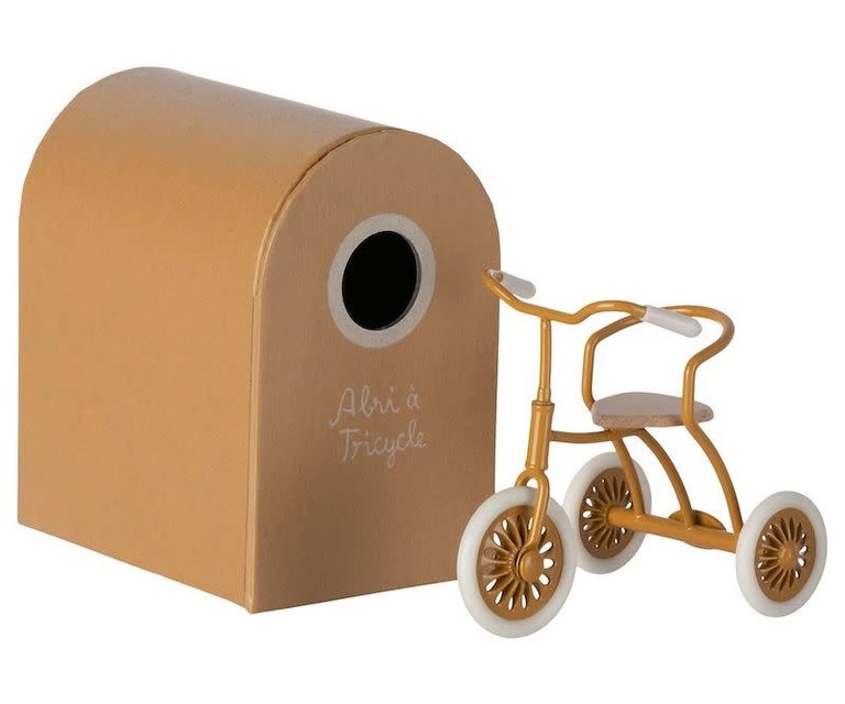 MAILEG MAILEG ABRI A TRICYCLE MOUSE - OCHER