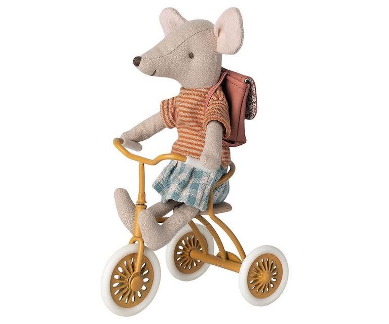 MAILEG MAILEG ABRI A TRICYCLE MOUSE - OCHER