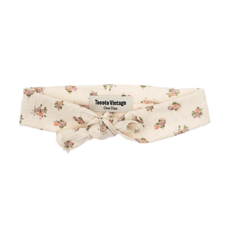 TOCOTO VINTAGE SS3 - TOCOTO VINTAGE FLOWER PRINT OPENWORK RIBBON - OFF WHITE