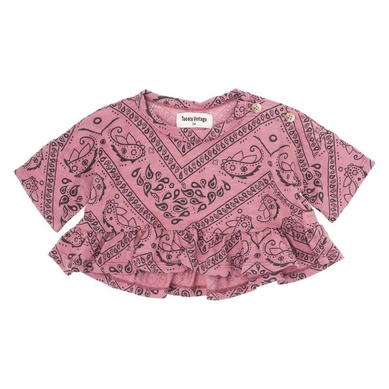 TOCOTO VINTAGE SS3 - TOCOTO VINTAGE BANDANA PRINT FRILLED SHIRT - PINK FLUOR