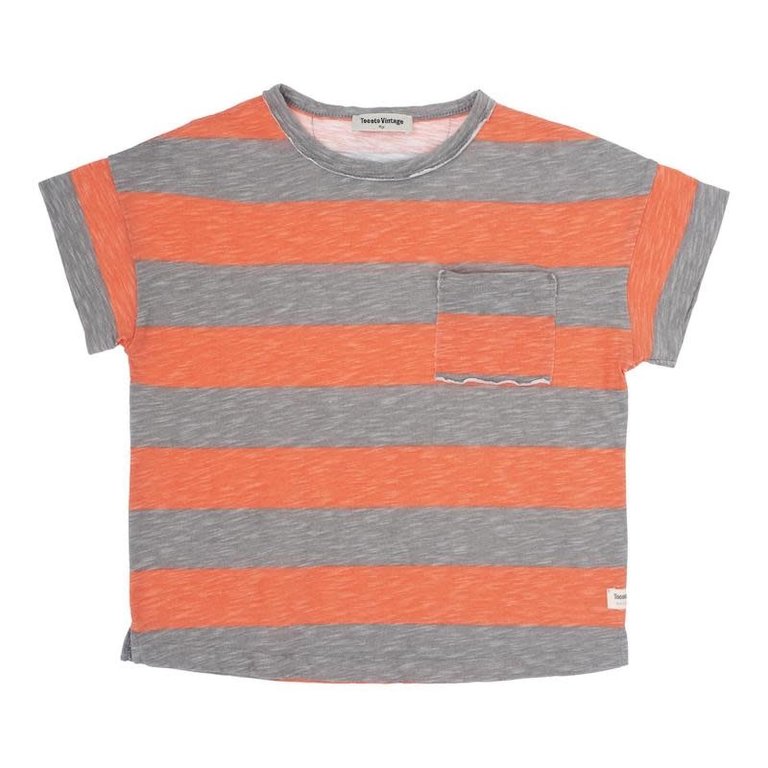 TOCOTO VINTAGE SS3 - TOCOTO VINTAGE STRIPED T-SHIRT WITH POCKET - GREY