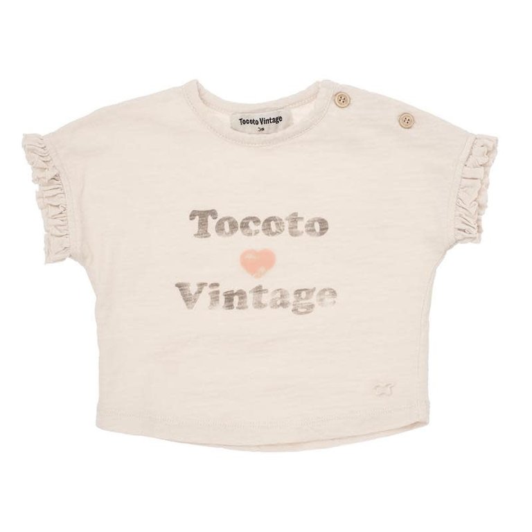 TOCOTO VINTAGE SS3 - TOCOTO VINTAGE T-SHIRT WITH RUFFLES - OFF WHITE