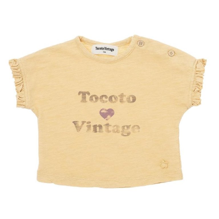 TOCOTO VINTAGE SS3 - TOCOTO VINTAGE T-SHIRT WITH RUFFLES - YELLOW