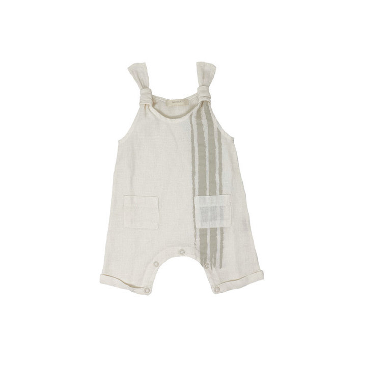 TINY SOUL SS3 - TINY SOUL ROMPER LINEN STRIPE - OFF WHITE