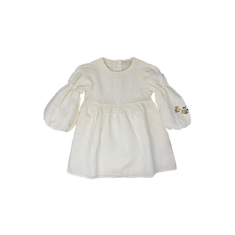 TINY SOUL SS3 - TINY SOUL DRESS LINEN FLOWER - OFF WHITE