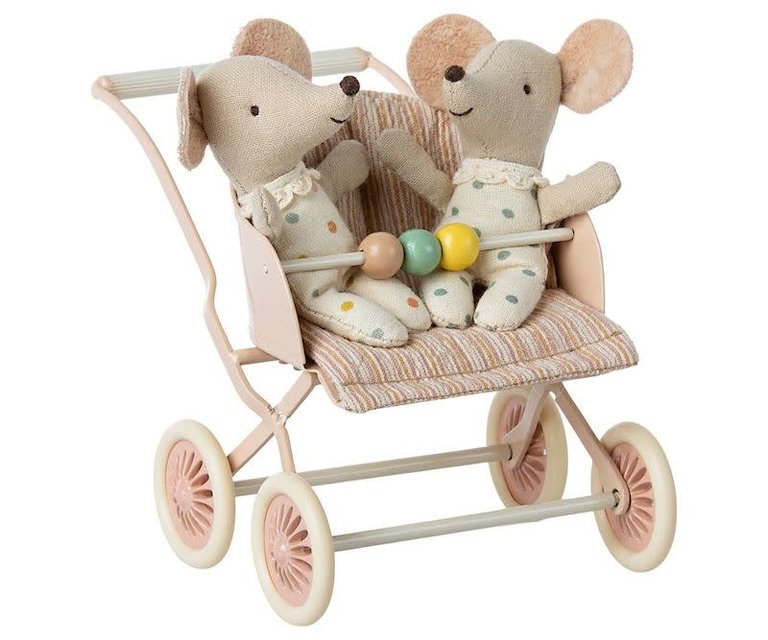 MAILEG MAILEG STROLLER BABY MICE - ROSE