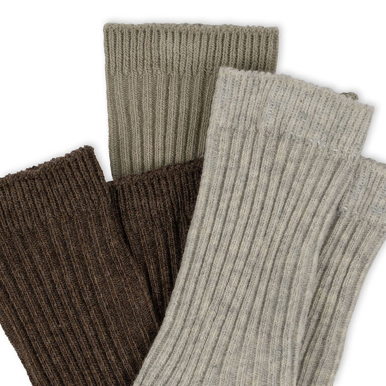 KONGES SLOJD 3 - KONGES SLOJD 3 PACK RIB SOCKS - SOFT GREY/MENT/BROWN