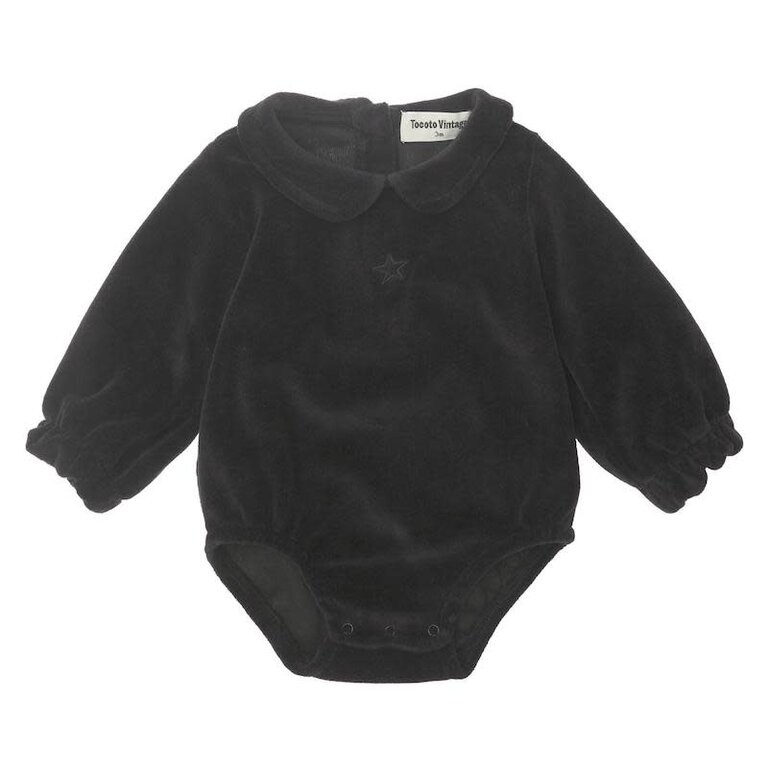 TOCOTO VINTAGE AW3 - TOCOTO VINTAGE VELVET BODYSUIT - BLACK