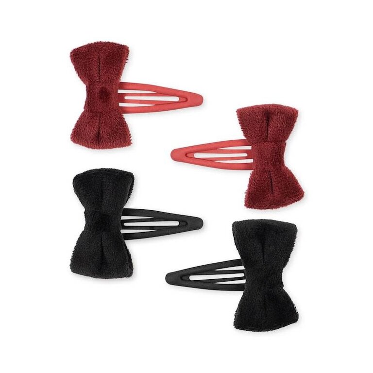 KONGES SLOJD KONGES SLOJD 4 PACK VELVET BOWIE HAIR CLIPS - RED/BLACK