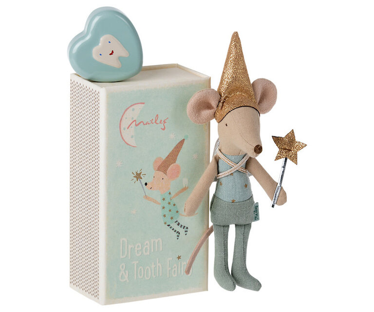 MAILEG MAILEG TOOTH FAIRY MOUSE IN MATCHBOX - BLUE