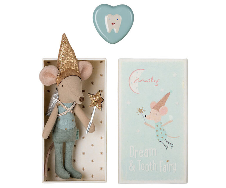 MAILEG MAILEG TOOTH FAIRY MOUSE IN MATCHBOX - BLUE