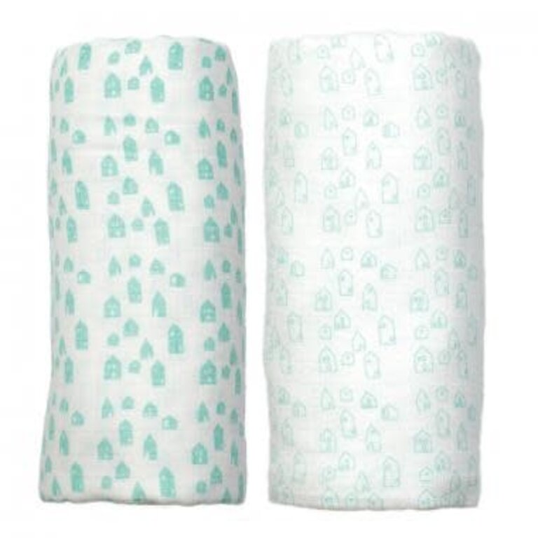 PEPPA PEPPA SET VAN 2 MUSLIN SWADDLE 120X120CM - WHITE/MINT