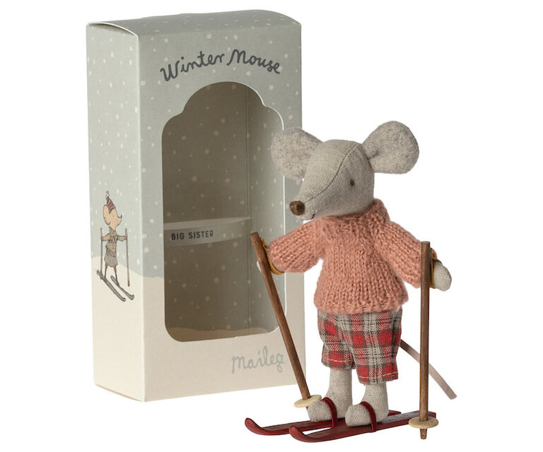 MAILEG MAILEG - WINTER MOUSE WITH SKI SET - BIG SISTER