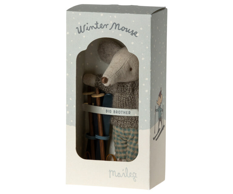 MAILEG MAILEG - WINTER MOUSE WITH SKI SET - BIG BROTHER