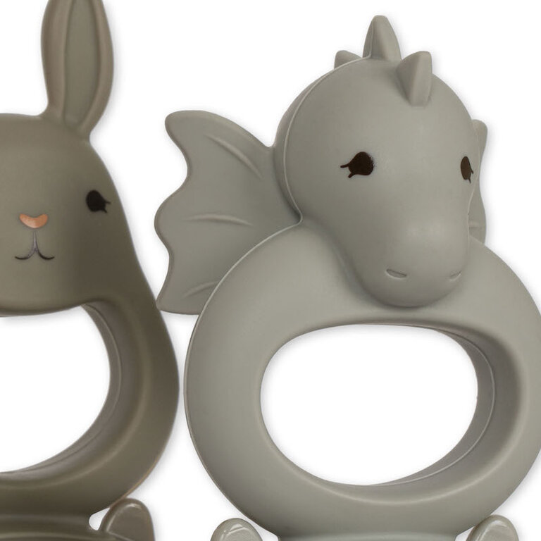 KONGES SLOJD KONGES SLOJD 2 PACK FRUIT FEEDING PACIFIER DRAGON/BUNNY - TOPANGA BEACH/STONE