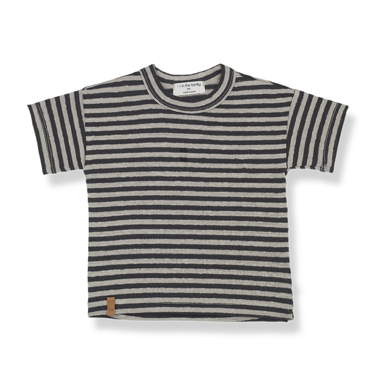 1+ IN THE FAMILY SS4 - 1+ IN THE FAMILY CESAR T-SHIRT - ANTHRACITE-BEIGE