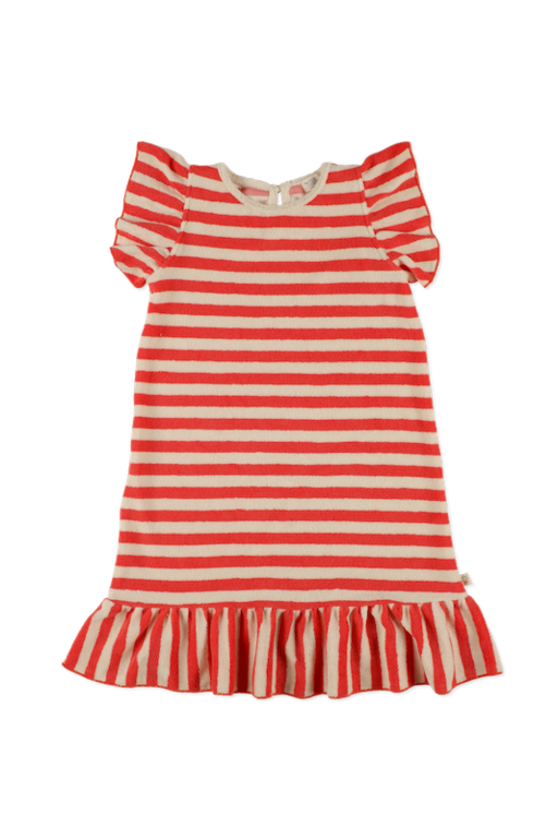 COZMO SS4 - COZMO ORGANIC TOWELING STRIPES DRESS K - PINK RUBY