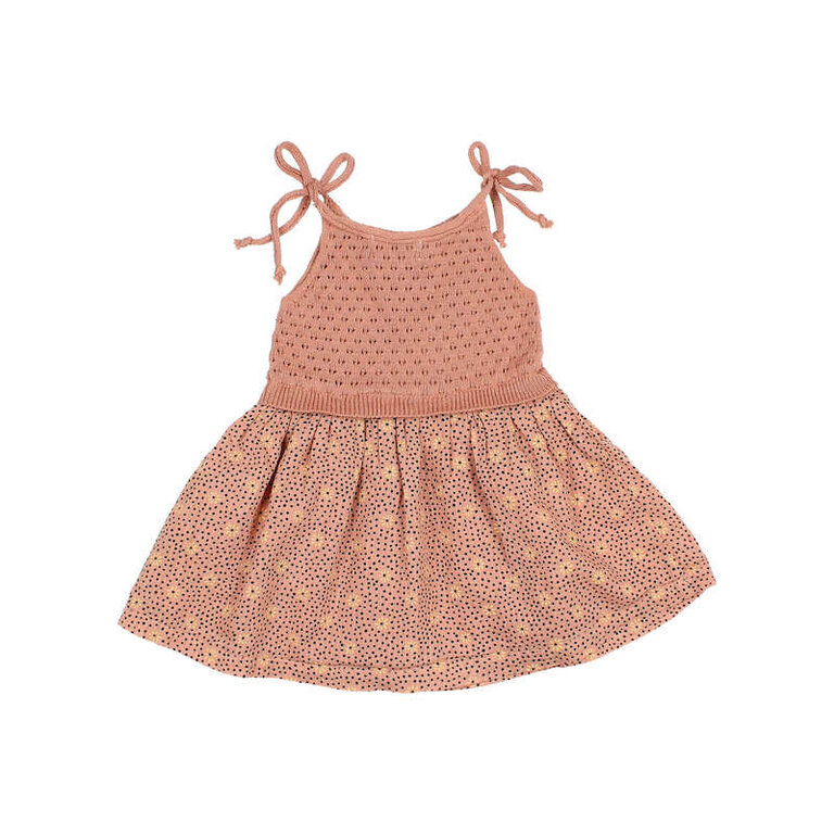 BUHO SS4 - BUHO BB FLOWER DOTS DRESS - ROSE CLAY