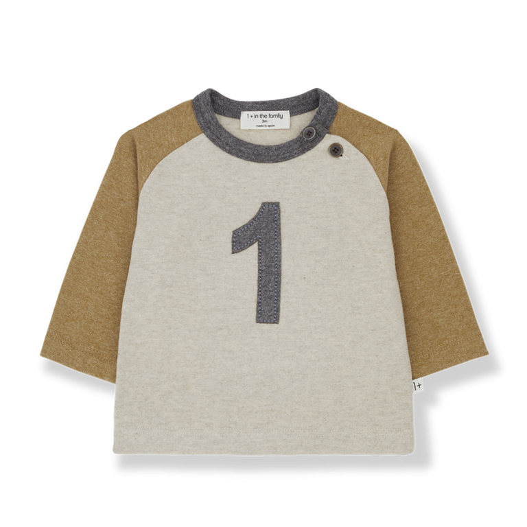 1+ IN THE FAMILY AW4 - 1+ IN THE FAMILY GENAR NUMBER ONE T-SHIRT - OCHRE