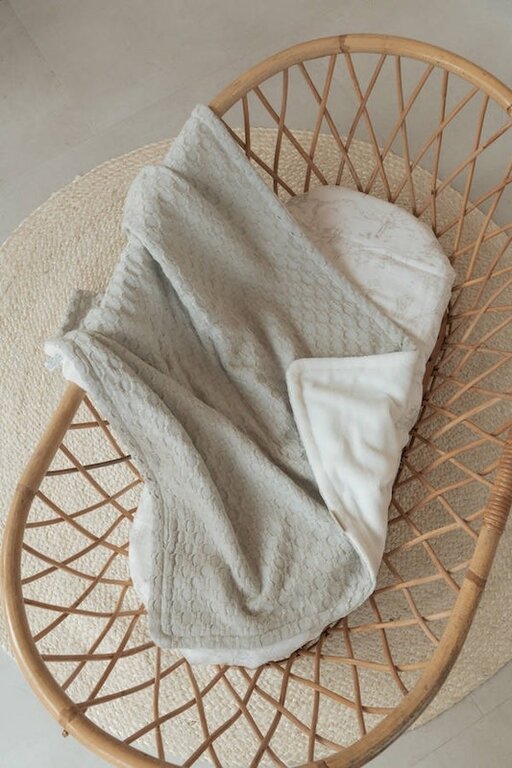 BAMBOOM BAMBOOM BLANKET COT 140X100CM HONEY+PLUSH SPONGE - OYSTER GREY