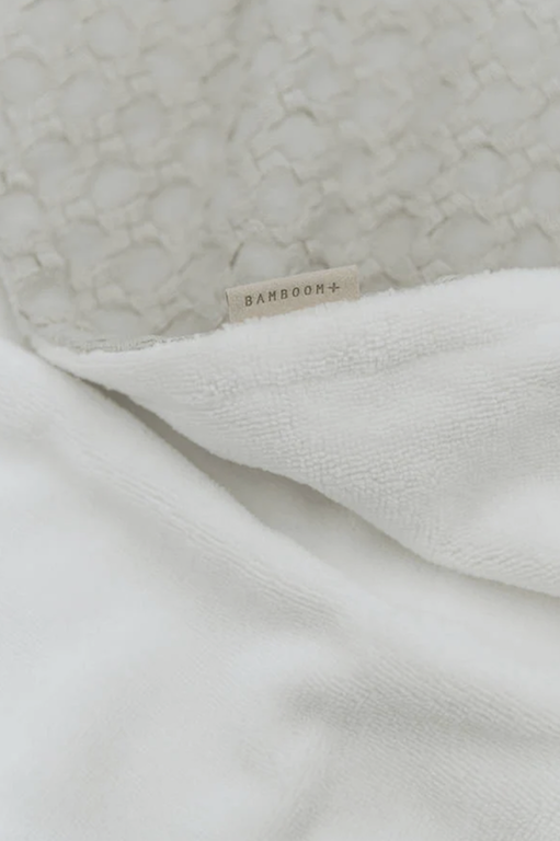 BAMBOOM BAMBOOM BLANKET COT 140X100CM HONEY+PLUSH SPONGE - OYSTER GREY
