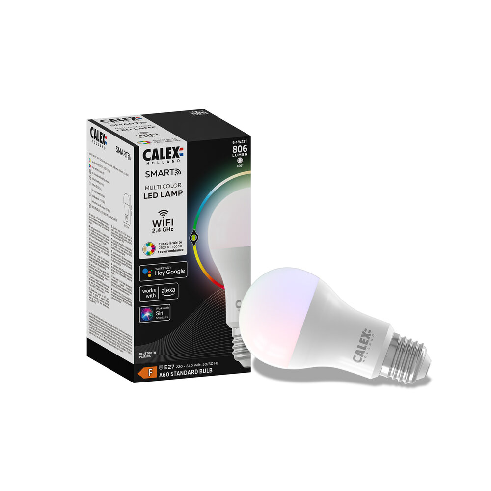 Calex Calex Smart Ampoule LED - E27 - 9.4W - RGB+CCT - 806 Lm