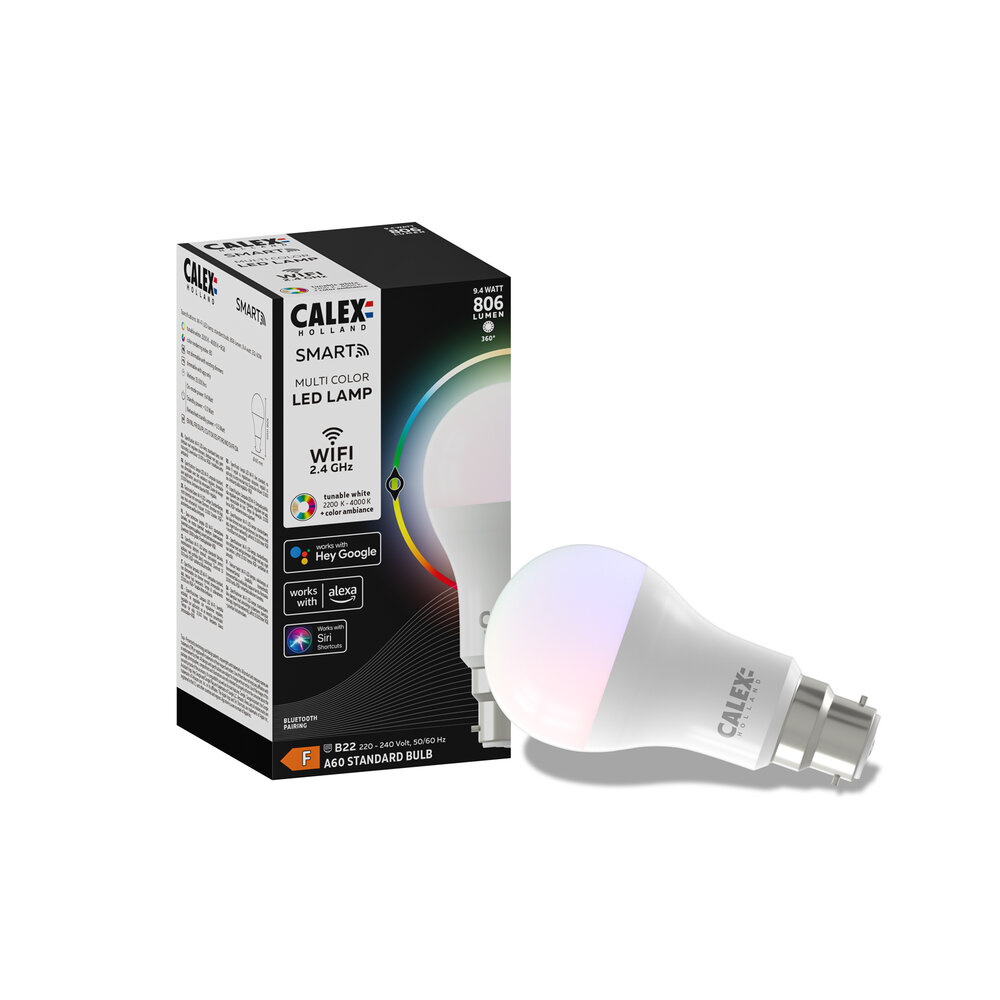 Ampoule connectée Calex Smart - B22 - 9.4 W - 806 lumens – 2200 K -  Lampesonline