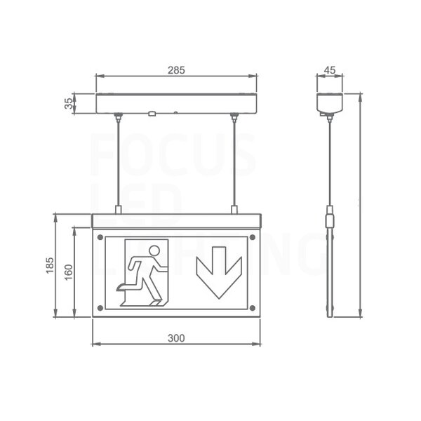 Lampesonline Luminaire de secours LED - en saillie - avec bouton de test - IP20 - 2W