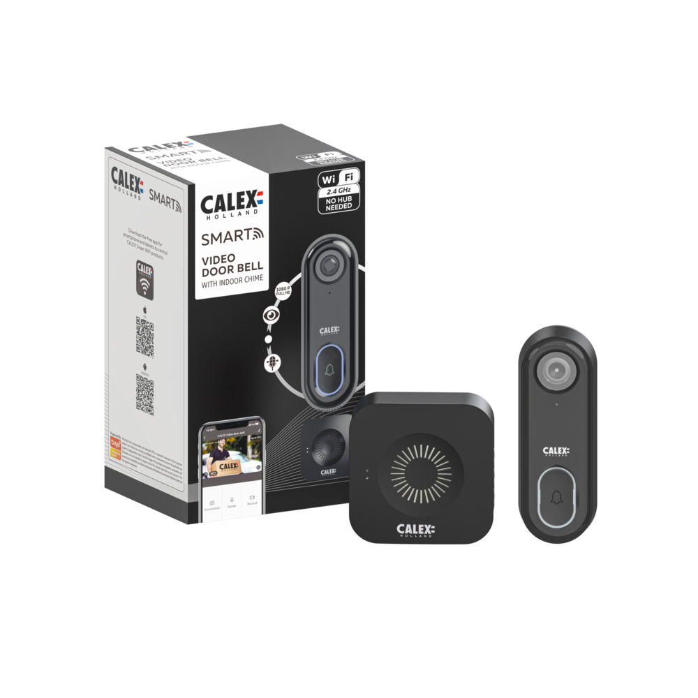 Calex Calex Smart Sonnette avec Caméra - Sonnette vidéo Wifi - HD - 1080p