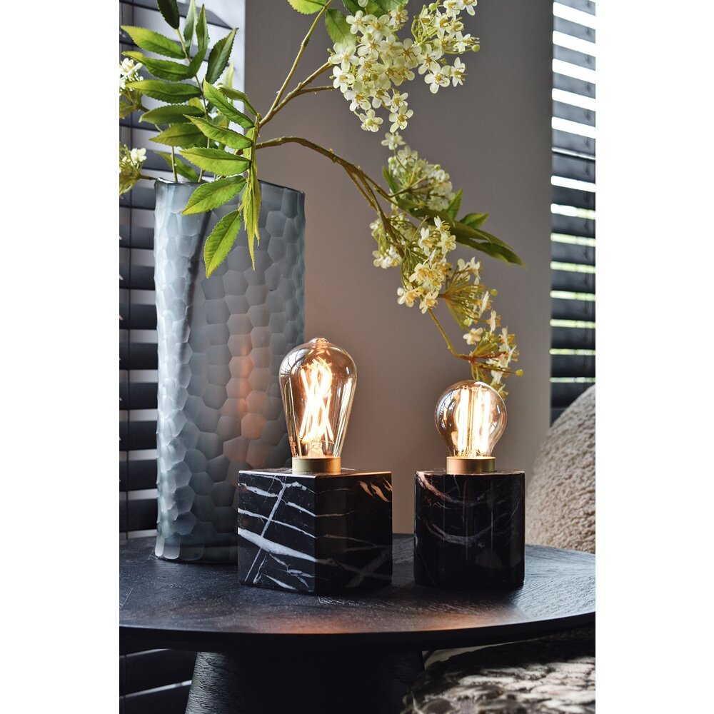 Calex Calex Lampe de Table E27 – Lampe de Table avec Câble – Carré - Marbre Noir