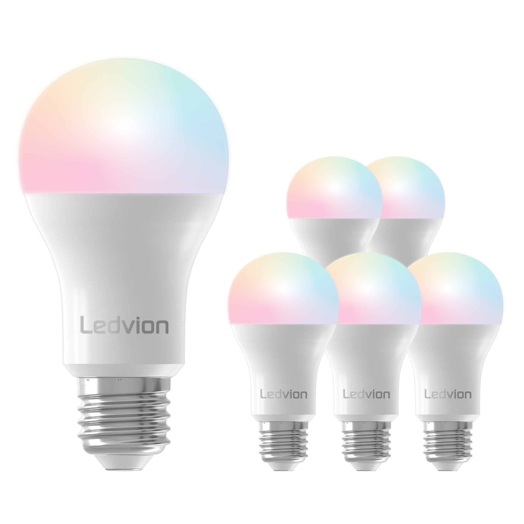 Ledvion Smart RGB+CCT E27 Ampoule LED Dimmable - Wifi - 5W - 6 pièces