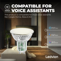 Smart CCT GU10 Ampoule LED – 2700K-6500K - Dimmable - Wifi - 5W - 10 pièces Ledvion Smart CCT GU10 Ampoule LED – 2700K-6500K - Dimmable - Wifi - 5W - 10 pièces