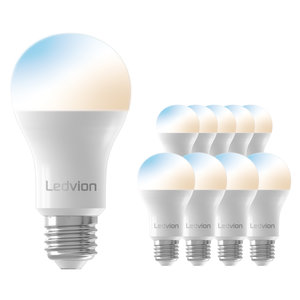 Ledvion Smart CCT E27 Ampoule LED - 2700-6500K - Wifi - Dimmable - 8W - 10 pièces Smart CCT E27 Ampoule LED - 2700-6500K - Wifi - Dimmable - 8W - 10 pièces