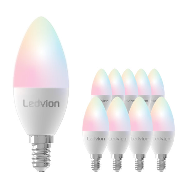 Ledvion Smart RGB+CCT E14 Ampoule LED - Wifi - Dimmable - 5W - 10 pièces