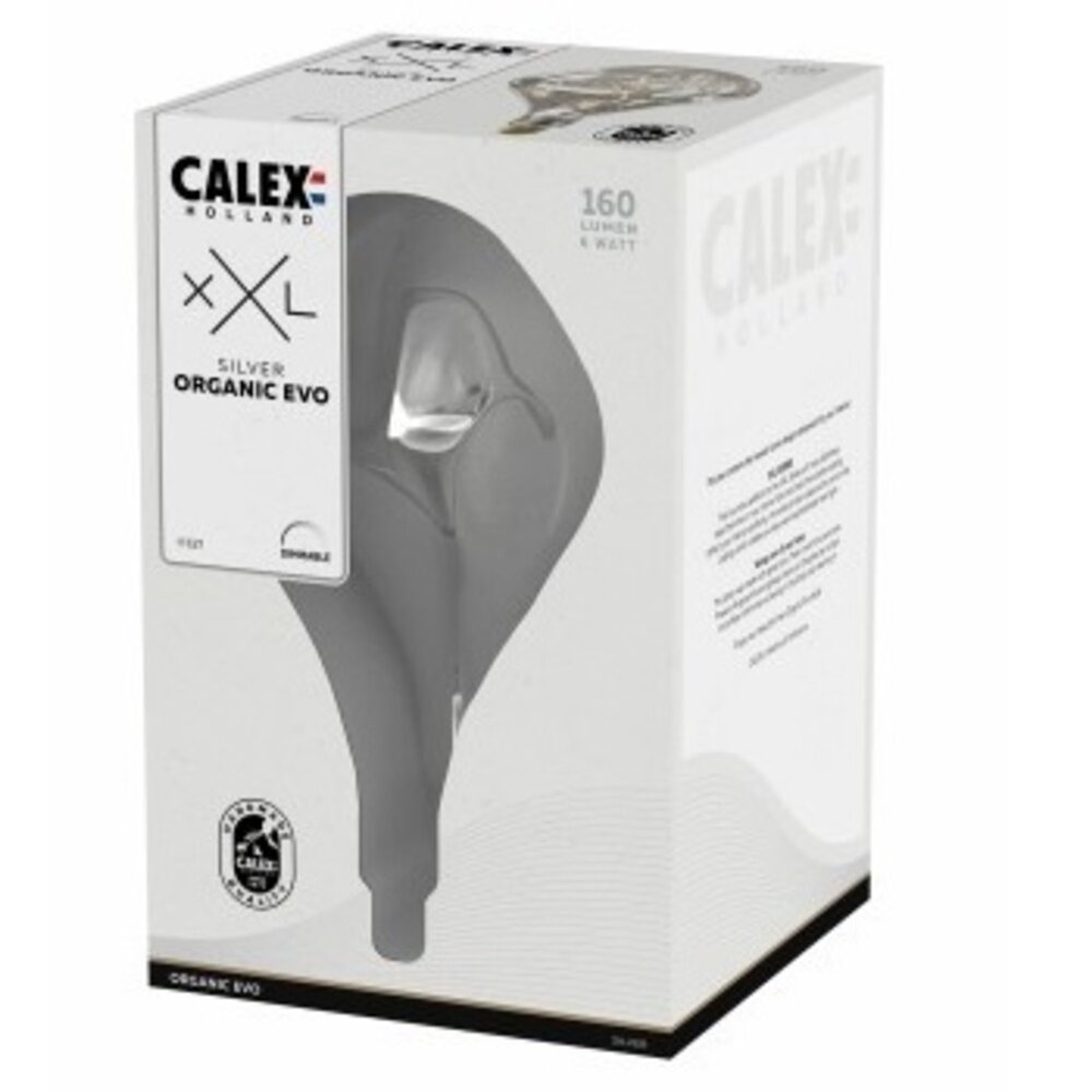 Calex Calex Organic Evo Silver Led XXL Range 220-240V 160LM 6W 1800K E27 dimmable - Lampe Vintage