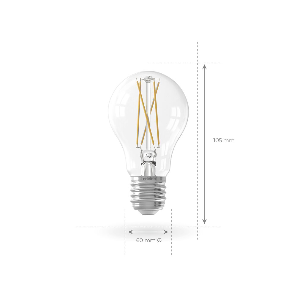 Ledvion Ampoule LED E27 Filament - Dimmable - 7.5W - 2700K - 806 Lumen