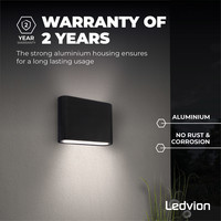 Ledvion Applique murale extérieure LED - Mira S Noir – 3000K – 6W - IP54