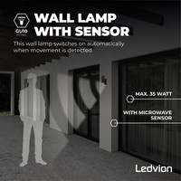 Ledvion Applique Murale LED avec Détecteur de mouvement - Nova Noir - Up Down - GU10