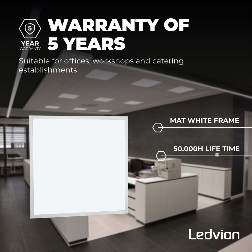 Ledvion Lumileds Panneau LED 60x60 - 36W - 6500K - 125 lm/W - 5 Années Garantie