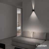 Ledvion LED Applique Murale LED Ronde Noir - Up Down - Luminosité réglable - 3000K - 7W